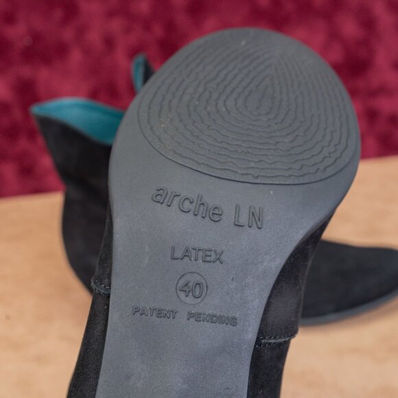 Arche Paris Women Black Garnet Nubuck Zip Heel Fashion Ankle Boots 9-9.5US EUR40 - Picture 7 of 8